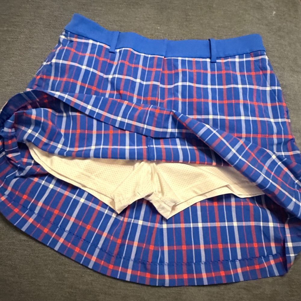 Tory Sport Blue Plaid Golf Skort Performance Tennis Skirt Built-in Shorts Large - Picture 5 of 5